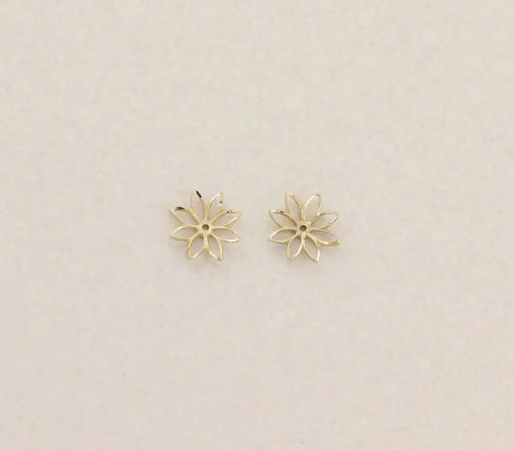 14k Yellow Gold Flower Earring Jackets Only 1/2